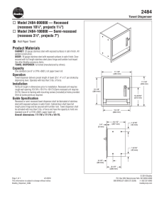 Model 2484-000000 — Recessed (recesses 10¼", projects 11⁄8