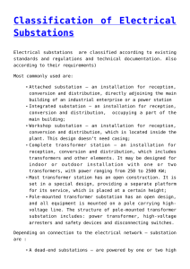 Classification of Electrical Substations