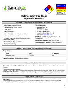 MSDS for Magnesium oxide