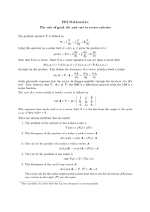 EE2 Mathematics The role of grad, div and curl in vector calculus