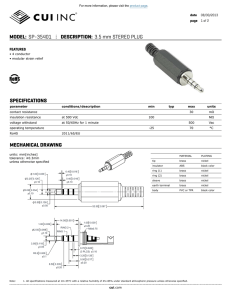 SP-35401 Datasheet - 3.5 mm STEREO PLUG | CUI Inc