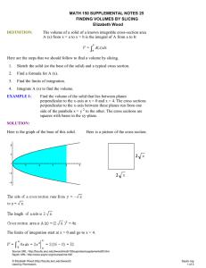 Supplemental Notes for Calculus I: Finding Volumes by Slicing