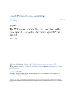 the williamson standard for the exception to the rule against hearsay
