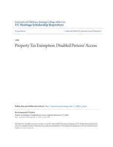 Property Tax Exemption. Disabled Persons` Access.