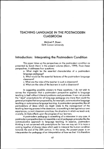 Teaching Language In The Postmodern Classroom