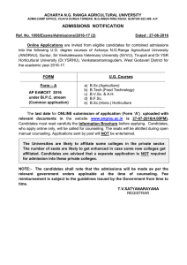 admissions notification - Acharya NG Ranga Agricultural University