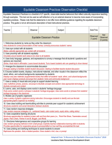 Equitable Classroom Practices Observation Checklist