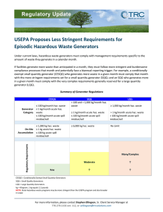 USEPA Proposes Less Stringent Requirements for Episodic