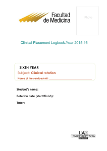 Clinical Placement Logbook.Year 2015