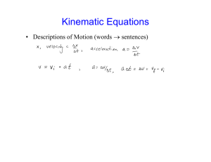 Topic 17 Kinematic Equations