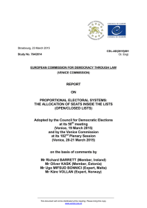 REPORT ON PROPORTIONAL ELECTORAL SYSTEMS