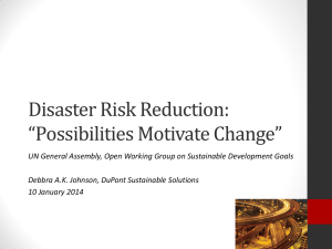 Disaster Risk Reduction: “Possibilities Motivate Change”