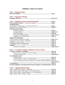 Publisher Table of Contents