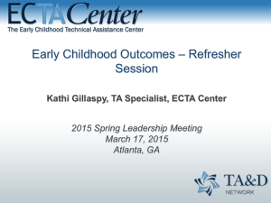 Early Childhood Outcomes – Refresher Session
