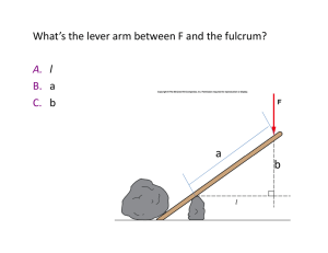 What`s the lever arm between F and the fulcrum?