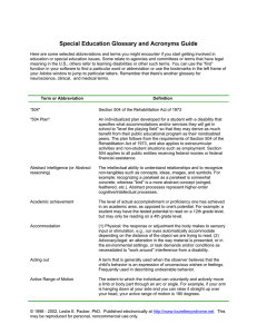 Special Education Gllossary and Acronyms Guide