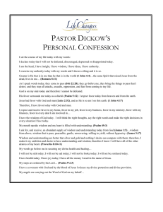 PASTOR DICKOW`S PERSONAL CONFESSION