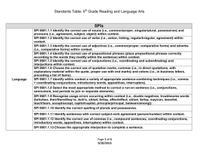 Standards Table: 6 Grade Reading and Language Arts