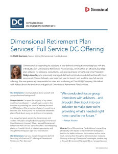Dimensional Retirement Plan Services` Full Service DC Offering