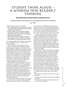 Student Think Aloud – A Window into Readers` Thinking