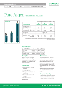Pure Argon- Industrial, HP, UHP