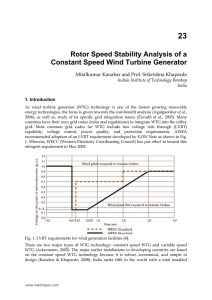 Rotor Speed Stability Analysis of a Constant Speed Wind