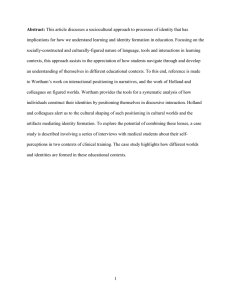 Abstract: This article discusses a sociocultural approach to