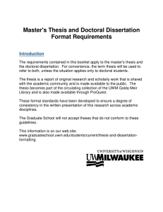 Master`s Thesis and Doctoral Dissertation Format Requirements