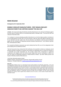 NEWS RELEASE - Responsible Jewellery Council
