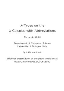 λ-Types on the λ-Calculus with Abbreviations