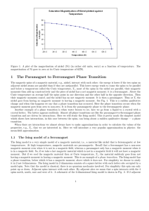 1 The Paramagnet to Ferromagnet Phase Transition