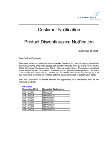 Customer Notification Product Discontinuance Notification