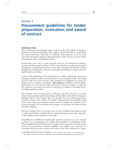 Procurement guidelines for tender preparation, evaluation and
