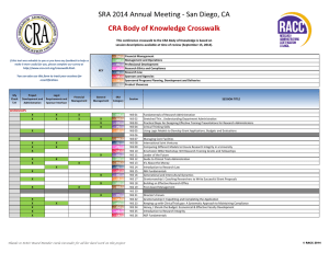 SRA 2014 Annual Meeting - San Diego, CA CRA Body of