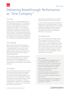 Delivering Breakthrough Performance as “One Company”