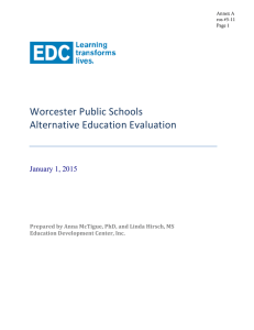 Worcester Public Schools Alternative Education Evaluation