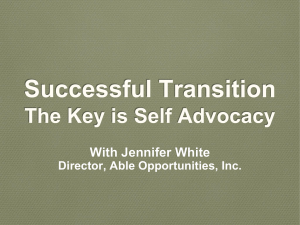 Successful Transition The Key is Self Advocacy