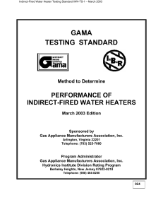 Indirect-Fired Water Heater Testing Standard