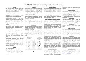 Rako RMT1200 Installation, Programming and Operating Instructions