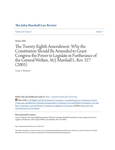The Twenty-Eighth Amendment - The John Marshall Institutional