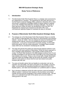 Terms of reference for the Manchester north-west quadrant