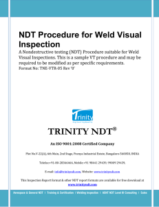 NDT Procedure for Weld Visual Inspection