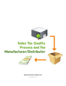 Sales Tax Quality Process and the Manufacturer/Distributor