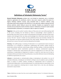 Collin College`s Definitions of Scholastic Dishonesty Terms