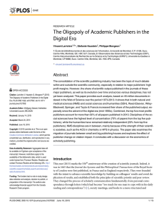 The Oligopoly of Academic Publishers in the Digital Era