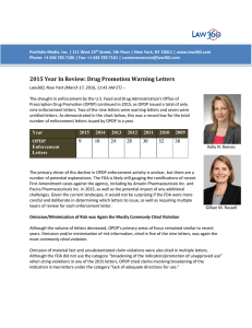 2015 Year In Review: Drug Promotion Warning Letters