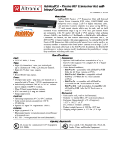 HubWay8CD - Passive UTP Transceiver Hub with Integral Camera