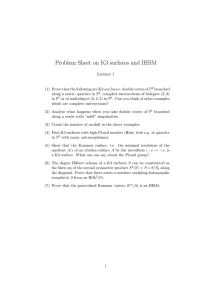 Problem Sheet on K3 surfaces and IHSM