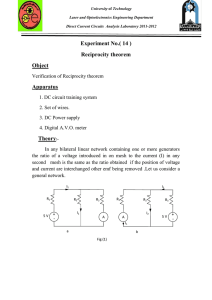 Experiment No.( 14 ) Reciprocity theorem Object Apparatus Theory:-