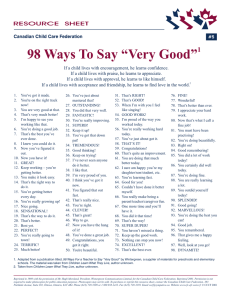 98 Ways To Say “Very Good” - The Canadian Child Care Federation